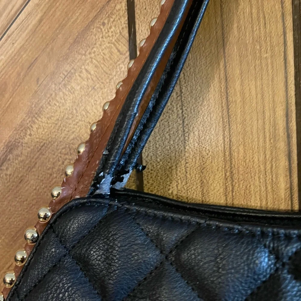 Big Buddha Grayson Black Quilted Faux Leather Hobo Bag